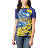 Custom Bosnia and Herzegovina Football Women Polo Shirt Zmajevi Mascot Sporty Style