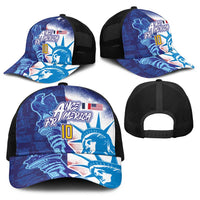 Custom Number France and America Football Baseball Net Cap Dual Heritage Liberty Rooster