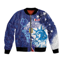 Custom France America Soccer Bomber Jacket Dual Heritage Liberty Rooster