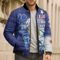 Custom France America Soccer Bomber Puffer Jacket Dual Heritage Liberty Rooster