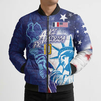 Custom France America Soccer Bomber Puffer Jacket Dual Heritage Liberty Rooster