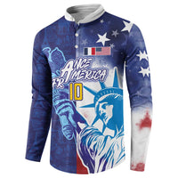 Custom France America Soccer Button Sweatshirt Dual Heritage Liberty Rooster