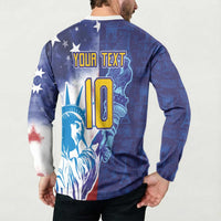 Custom France America Soccer Button Sweatshirt Dual Heritage Liberty Rooster