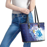 Custom France America Soccer Leather Tote Bag Dual Heritage Liberty Rooster