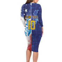 Custom France America Soccer Long Sleeve Bodycon Dress Dual Heritage Liberty Rooster