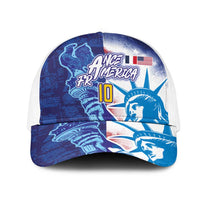 Custom Number France and America Football Mesh Trucker Cap Dual Heritage Liberty Rooster