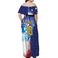 Custom France America Soccer Off Shoulder Maxi Dress Dual Heritage Liberty Rooster