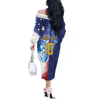 Custom France America Soccer Off The Shoulder Long Sleeve Dress Dual Heritage Liberty Rooster