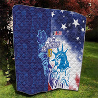 Custom France America Soccer Quilt Dual Heritage Liberty Rooster