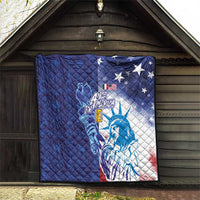 Custom France America Soccer Quilt Dual Heritage Liberty Rooster