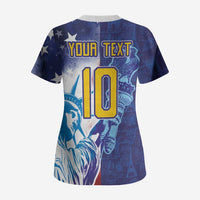 Custom France America Soccer Scrub Top Dual Heritage Liberty Rooster