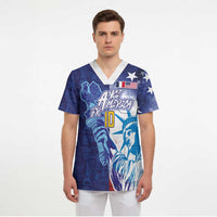 Custom France America Soccer Scrub Top Dual Heritage Liberty Rooster