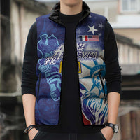 Custom France America Soccer Sleeveless Puffer Jacket Dual Heritage Liberty Rooster