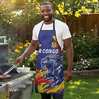 DR Congo Football Leopard Mascot Apron Fierce Leopard Art National Flag Colors
