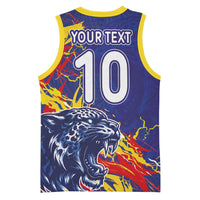 Custom DR Congo Football Leopard Mascot Basketball Jersey Fierce Leopard Art National Flag Colors