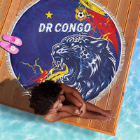 DR Congo Football Leopard Mascot Beach Blanket Fierce Leopard Art National Flag Colors