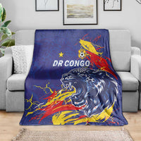 DR Congo Football Leopard Mascot Blanket Fierce Leopard Art National Flag Colors