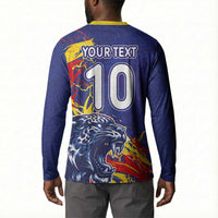 Custom DR Congo Football Leopard Mascot Button Sweatshirt Fierce Leopard Art National Flag Colors