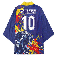 Custom DR Congo Football Leopard Mascot Kimono Fierce Leopard Art National Flag Colors