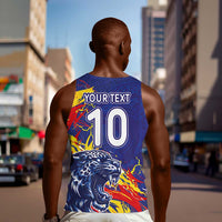 Custom DR Congo Football Leopard Mascot Men Tank Top Fierce Leopard Art National Flag Colors