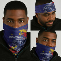 DR Congo Football Leopard Mascot Neck Gaiter Fierce Leopard Art National Flag Colors