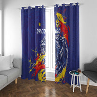 DR Congo Football Leopard Mascot Window Curtain Fierce Leopard Art National Flag Colors