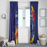 DR Congo Football Leopard Mascot Window Curtain Fierce Leopard Art National Flag Colors