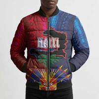 Haiti Coat Of Arms Map Dashiki Bomber Puffer Jacket Vibrant Caribbean Heritage