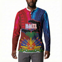 Haiti Coat Of Arms Map Dashiki Button Sweatshirt Vibrant Caribbean Heritage