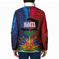 Haiti Coat Of Arms Map Dashiki Padded Jacket Vibrant Caribbean Heritage