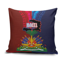 Haiti Coat Of Arms Map Dashiki Pillow Cover Vibrant Caribbean Heritage