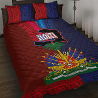 Haiti Coat Of Arms Map Dashiki Quilt Bed Set Vibrant Caribbean Heritage