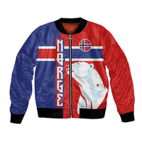 Custom Norway Ice Hockey Bomber Jacket Polar Bears-Viking Ornament Flag Style