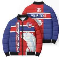 Custom Norway Ice Hockey Bomber Puffer Jacket Polar Bears-Viking Ornament Flag Style