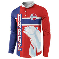 Custom Norway Ice Hockey Button Sweatshirt Polar Bears-Viking Ornament Flag Style