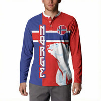 Custom Norway Ice Hockey Button Sweatshirt Polar Bears-Viking Ornament Flag Style
