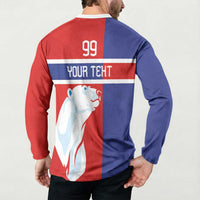 Custom Norway Ice Hockey Button Sweatshirt Polar Bears-Viking Ornament Flag Style