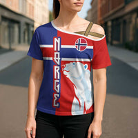 Custom Norway Ice Hockey Cross Shoulder Shirt Polar Bears-Viking Ornament Flag Style