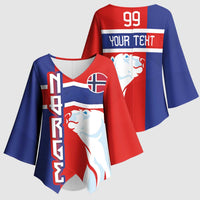 Custom Norway Ice Hockey Kimono Sleeve Blouse Polar Bears-Viking Ornament Flag Style