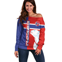Custom Norway Ice Hockey Off Shoulder Sweater Polar Bears-Viking Ornament Flag Style