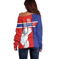 Custom Norway Ice Hockey Off Shoulder Sweater Polar Bears-Viking Ornament Flag Style