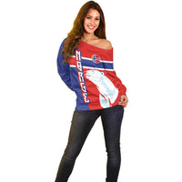 Custom Norway Ice Hockey Off Shoulder Sweater Polar Bears-Viking Ornament Flag Style