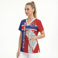Custom Norway Ice Hockey Scrub Top Polar Bears-Viking Ornament Flag Style