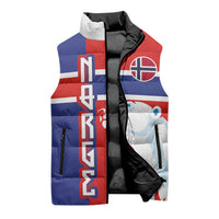 Custom Norway Ice Hockey Sleeveless Puffer Jacket Polar Bears-Viking Ornament Flag Style