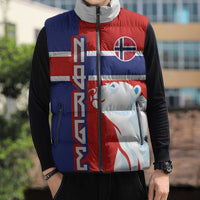 Custom Norway Ice Hockey Sleeveless Puffer Jacket Polar Bears-Viking Ornament Flag Style
