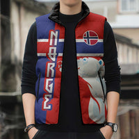 Custom Norway Ice Hockey Sleeveless Puffer Jacket Polar Bears-Viking Ornament Flag Style