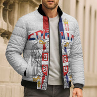 Serbia Coat Of Arms Srbija Eagle Bomber Puffer Jacket Traditional Serbian Heraldic Crest White Double Headed Eagle