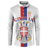 Serbia Coat Of Arms Srbija Eagle Button Sweatshirt Traditional Serbian Heraldic Crest White Double Headed Eagle
