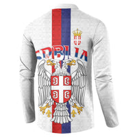 Serbia Coat Of Arms Srbija Eagle Button Sweatshirt Traditional Serbian Heraldic Crest White Double Headed Eagle