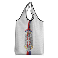 Serbia Coat Of Arms Srbija Eagle Grocery Bag Traditional Serbian Heraldic Crest White Double Headed Eagle